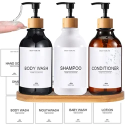 Refillable Shower Soap with Labels Dispenser Bathroom Shampoo Bodywash Conditioner Pump Bottle Farmhouse Bathroom Kitchen Decor