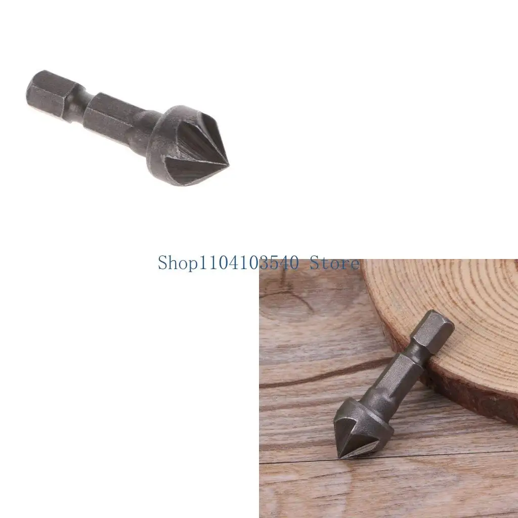 

02DC Countersink Drill Bit Set 6 Fluted Countersink 1/4inch Hexagonal Handle Tool