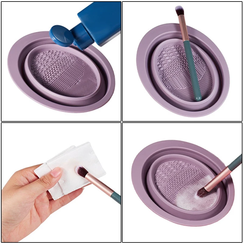 Silicone Makeup brush bowl folding cosmetic blowing pad washable Makeup brush surface cleaning tool beauty