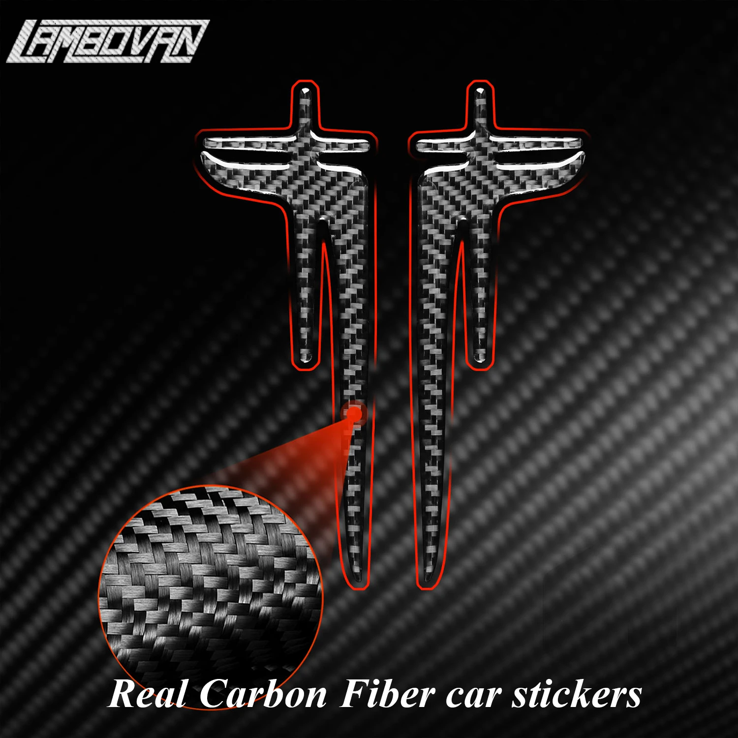 

2pcs Real Carbon Fiber Car Stickers Door Stickers Door Anti-collision Strips Trim Angel Wings Black Car Accessories Decoration
