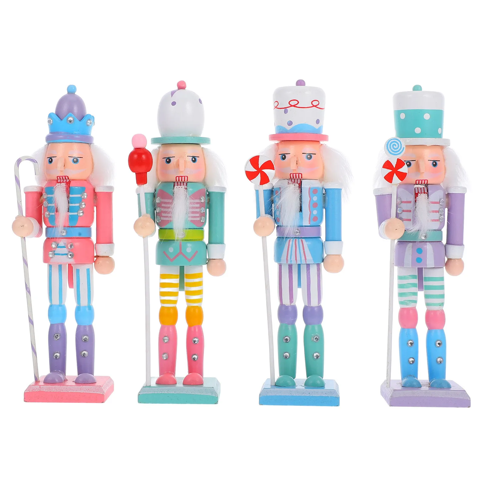 

4pcs Wooden Nutcracker Ornament Xmas Decor Soldier Figure Desktop Home Holiday Party Supply Traditional Christmas Decoration
