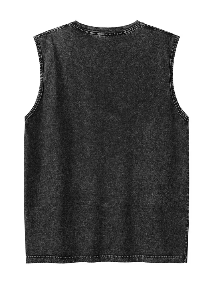 Summer cotton Men's Washed Cotton Tank Tops Muscle Gym Sleeveless Workout T Shirts Running Beach Loose Tees image 4