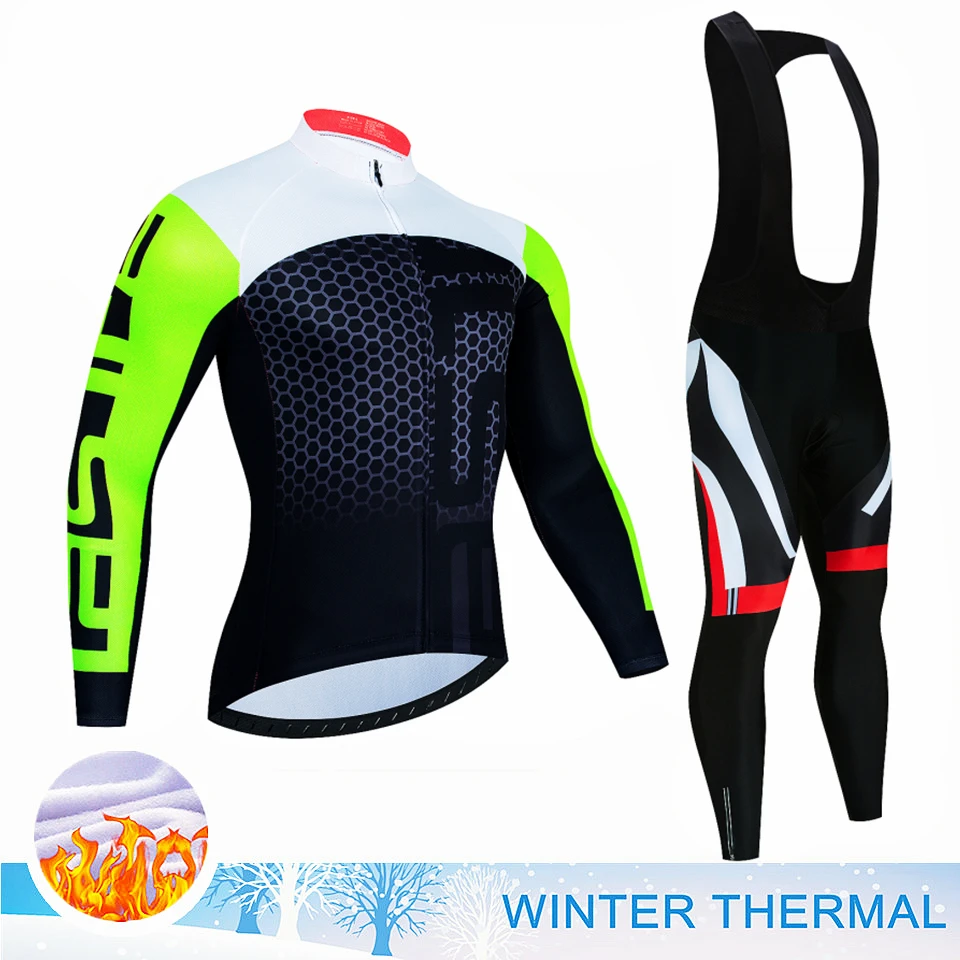 Cycling Jersey Set Winter Thermal Fleece Bicycle Sportwear MTB Uniform Ropa Ciclismo Road Bike Clothing Bicicleta Long Bib Pants