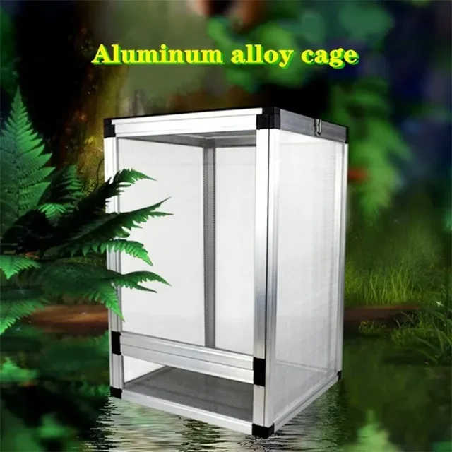Zbiornik na siedlisko dla gadów w lasie deszczowym Aluminiowa klatka do hodowli gadów w terrarium z wentylacją ekranową dla jaszczurki gadów Kameleon