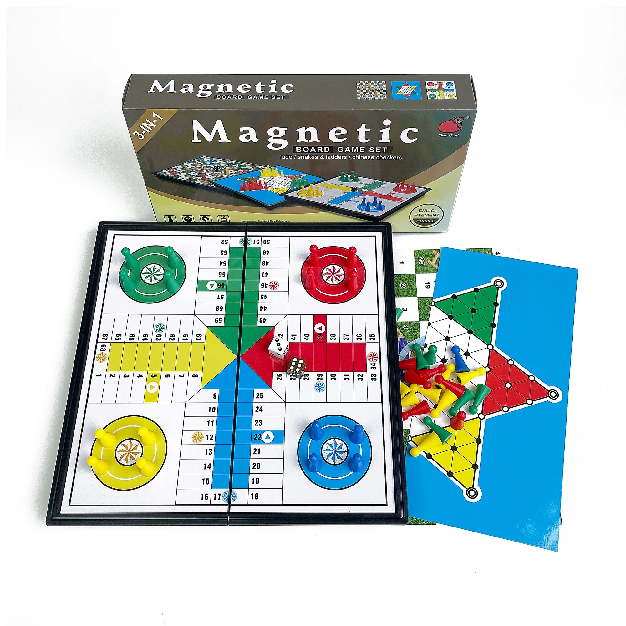 

Набор 3-в-1: Складная магнитная настольная игра в шашки, Змеи и лестницы, Кубики. Портативный пластиковый набор для путешествий и активного отдыха.