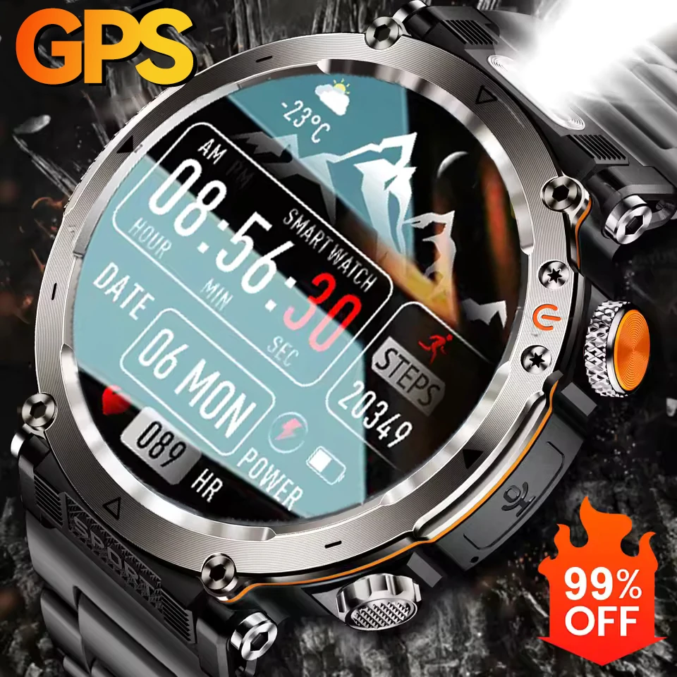 

Men's Military Grade GPS Smartwatch with AMOLED HD Screen 1000mah Battery 5ATM Waterproof 170+ Sport Modes Heart Rate BT Call