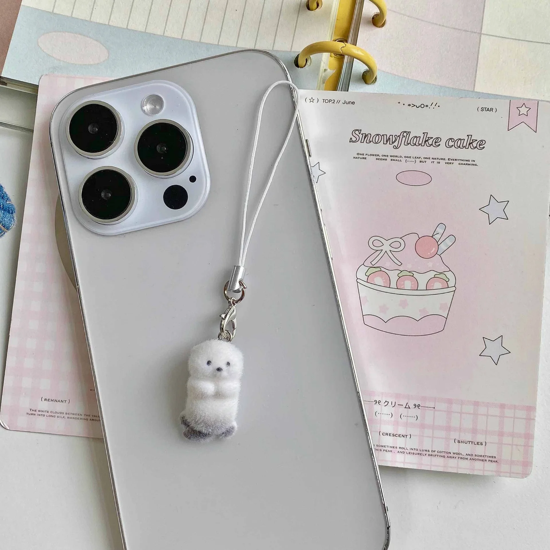 Ins Style Cute Seal Shape 3D Keychain Phone Charms Strap Kawaii Plush Flocking Pendant for Airpods Schoolbag