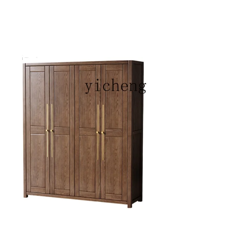 

Tqh Solid Wood Locker White Wax Simple Small Apartment Home Bedroom Light Luxury Three-Door Rattan Wardrobe