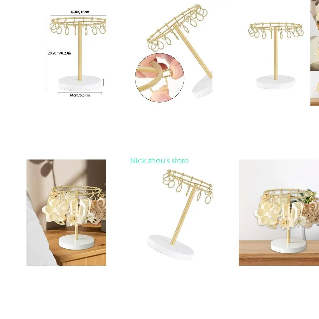 

E15E Portable Claw Clip Organizers Metal Hair Clip Holder Storage Display Stand for Women and Girls in Bedroom or Bathroom