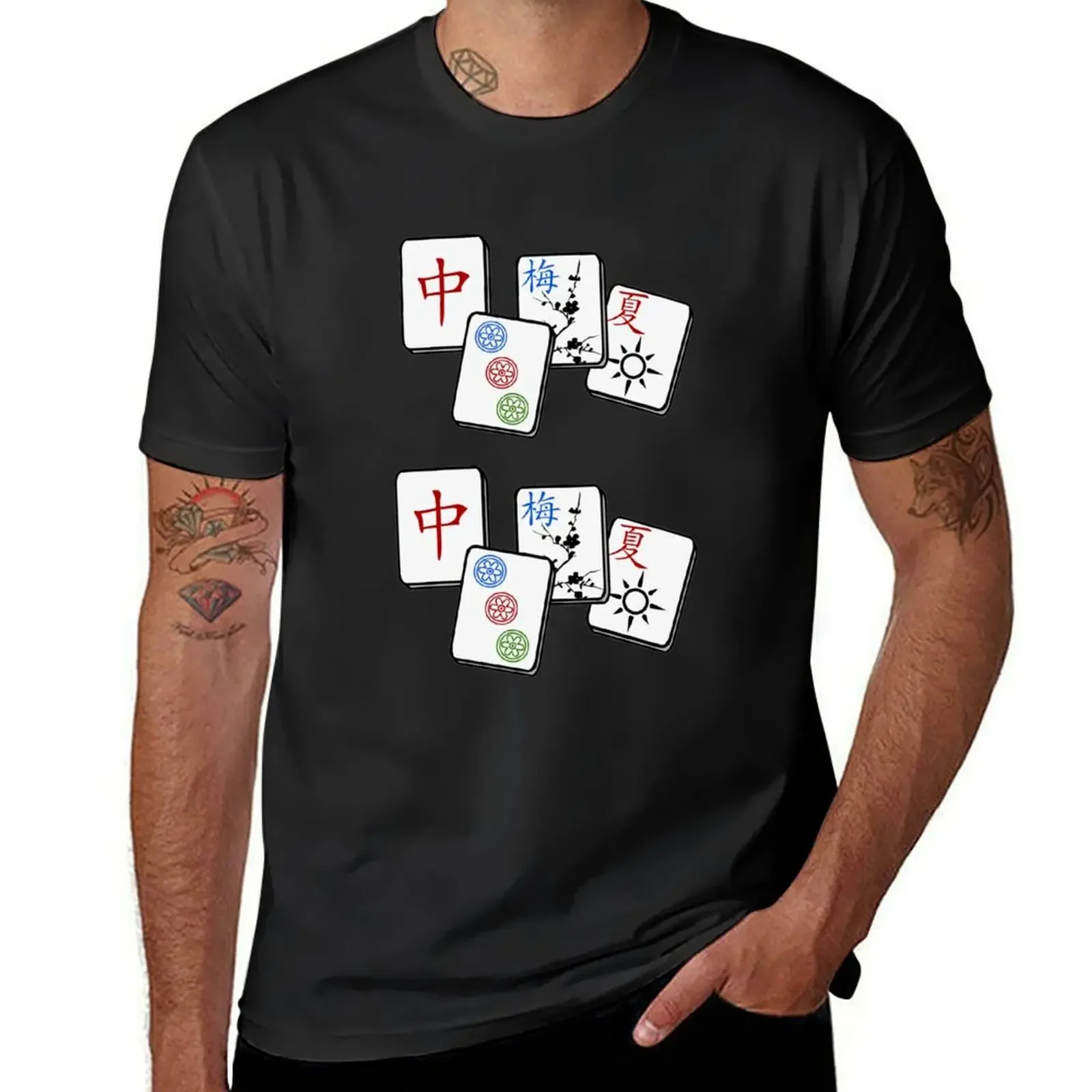 White Mahjong T-Shirt summer top quick-drying tshirts for men