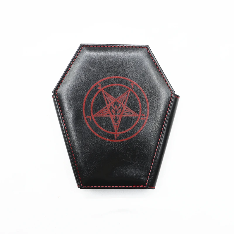 Satanic Baphomet Goat Symbol Cute Coffin shape Wallet Halloween Pattern Clutch Wallet PU Leather Trendy Purse