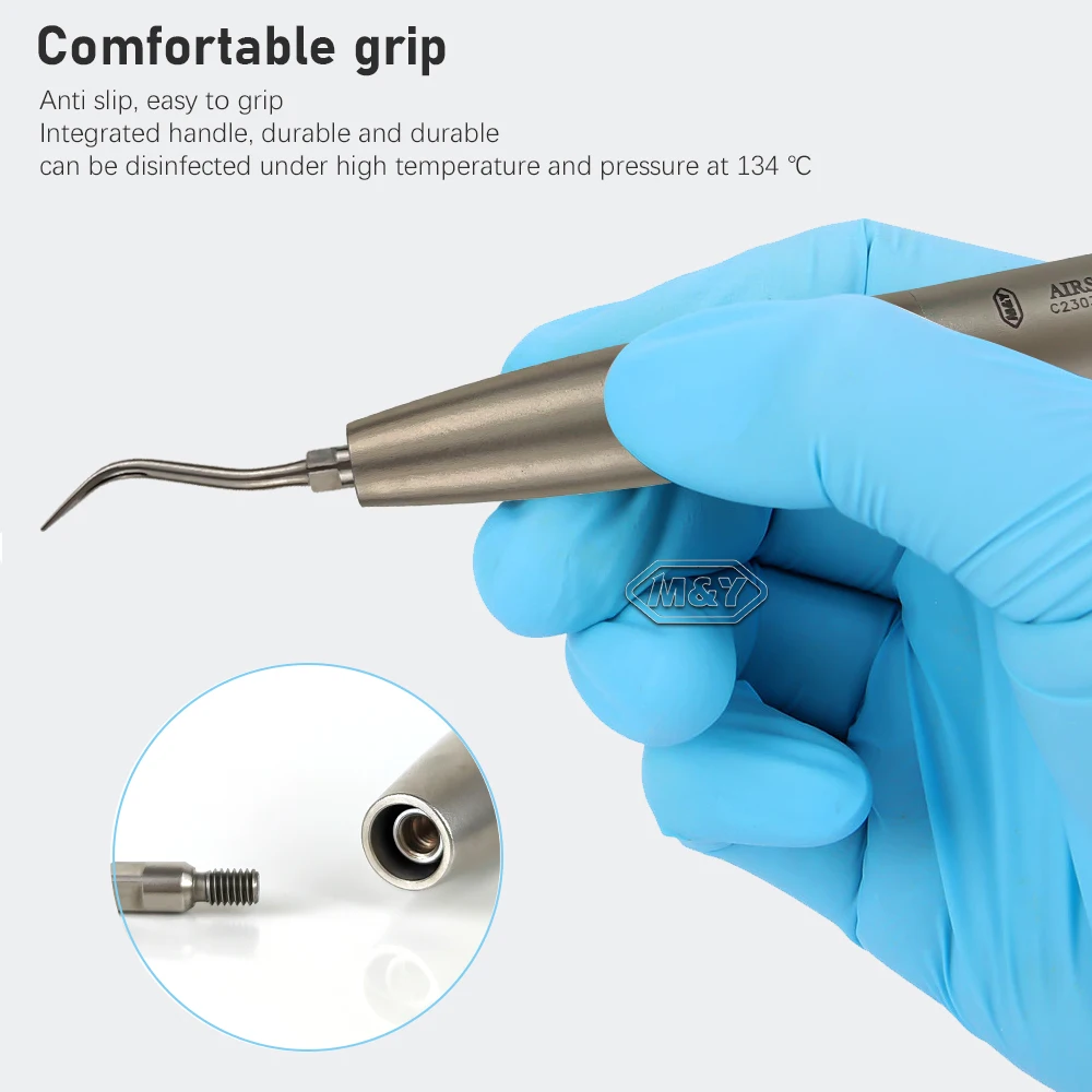 

Dental Titanium Air Scaler Handpiece 4Holes with 3 Tips K1K2K3 for KV Dentistry Teeth Cleaning Whitening Scaling Tools