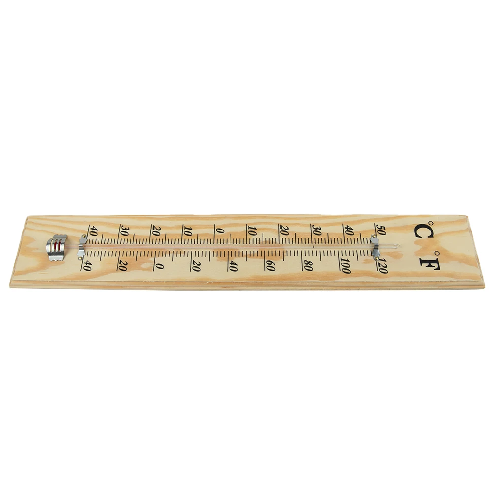 Tool Wooden Thermometer Outdoor Wooden 40cm X 7cm X 1cm Garden Décor Home Indoor Pine + Red Kerosene Thermometer