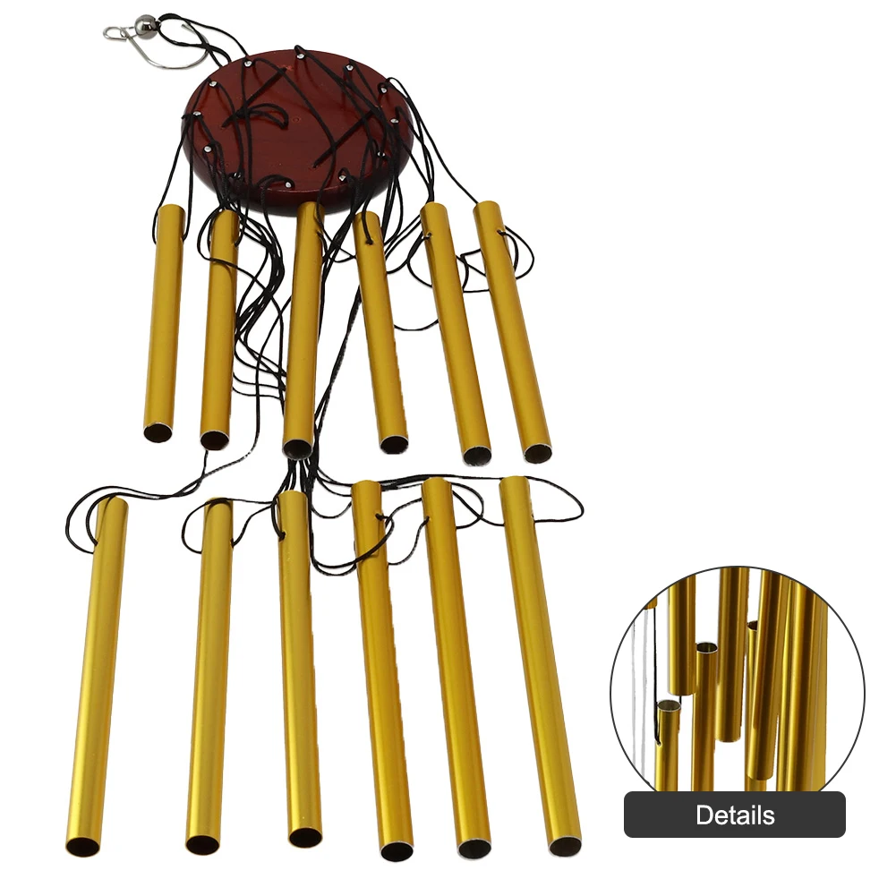 Wind Chime Featuring Aluminum Resonators And Pine Wood Hardware For Residential Garden Office Or Retail Space