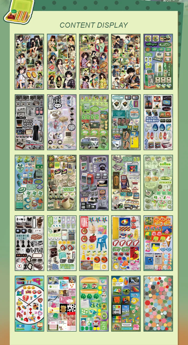 Showa Theme Die-Cut Stickers Book 25/50 Sheets for DIY Decorative Scrapbook Phone Case Collage Aesthetic Stationery Stickers