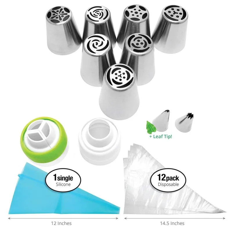 

24 шт., набор насадок для труб, насадки для трубок, насадки для крема для торта, кондитерские мешки, аксессуары для украшения торта, акриловый диск для торта, кухонный инструмент