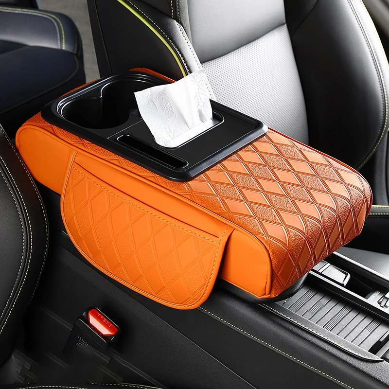 

Car Central Armrest Padtissue Box Cup Holder Side Storage Bag Multifunctional 5-In-1 Height-Increasing Pad Elbow Support