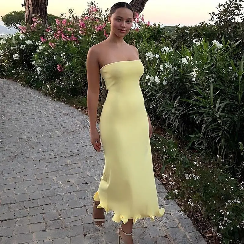 

Sexy Strapl Svel Long Skirt Hem Dr mid Waist Bandage Dr for Busin And Home Use Polyester Fiber from Guangzhou