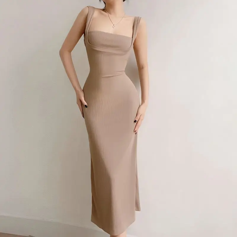 

Women's Monochromatic A-line Skirt, Sexy Backless Dresses, Casual Clothes, Elegant Temperament, Slim, Fashion, Summer