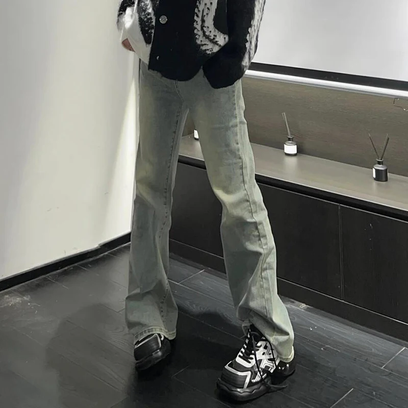 PBAP Vintage Women Flared Jeans Distressed Pockets Relaxed Fit Plain Casual High Waist Bootcut Pants School Korea Y2k Clothes