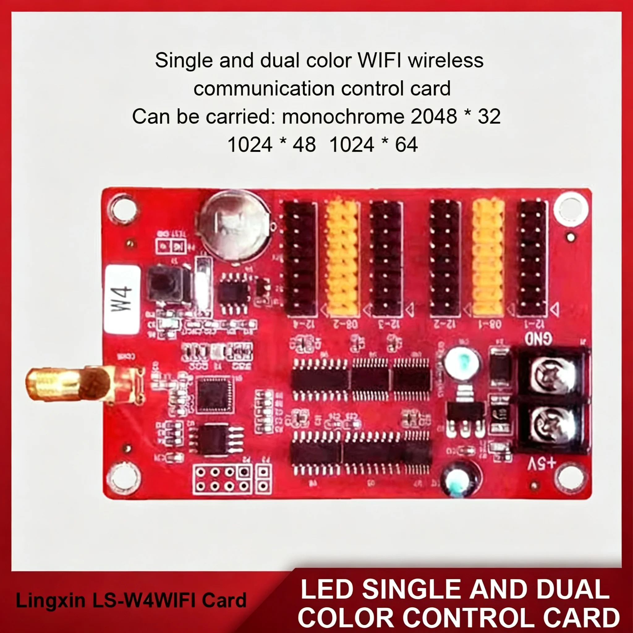 LS-W4 Control Card for Monochrome and Dual Color LED Advertising Display Screen Support WiFi U Disk LED Screen