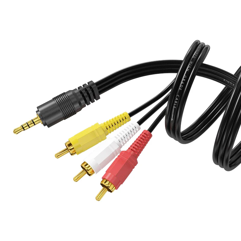 

3.5mm Male to 3 RCA Male Stereo Audio Video AV Composite Cable for CD Camcorder DVD Player TV Set-top Box 1.5M 3M 5M