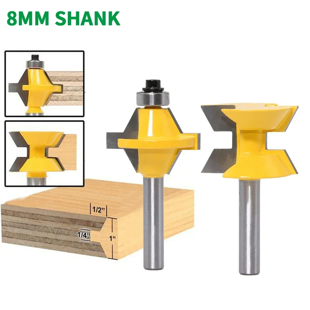 2 ชิ้น/เซ็ต 8MM Shank Milling เครื่องตัดไม้แกะสลัก 120 องศา Woodworking Groove Chisel เครื่องตัดเครื่องมือ Router บิตชุด T-Slot เครื่องตัด