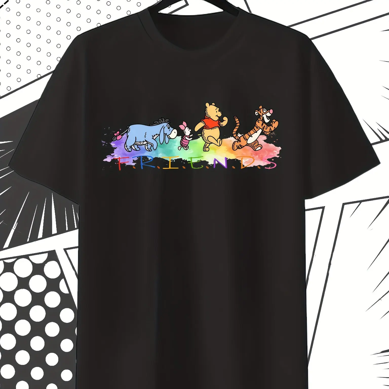 

Disney Winnie The Pooh and Friends Patterned T-shirt-soft Elastic Short-sleeved Round Neck Casual Summer Shirt