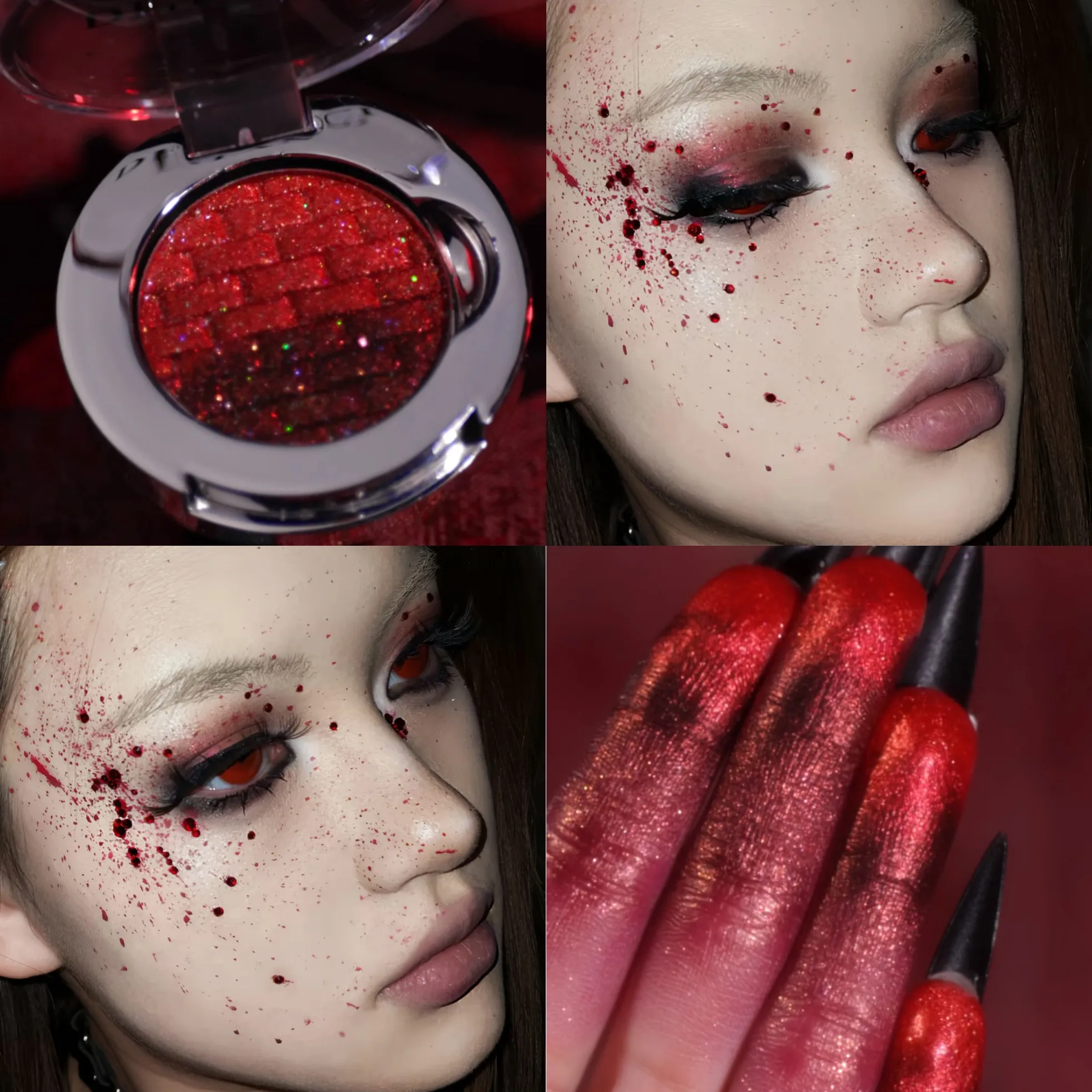 DE'LANCI Mini Rainbow Limited Single Eyeshadow Gradient Sparkle Gothic Red Glitter Smoky High Pigment Eye Makeup