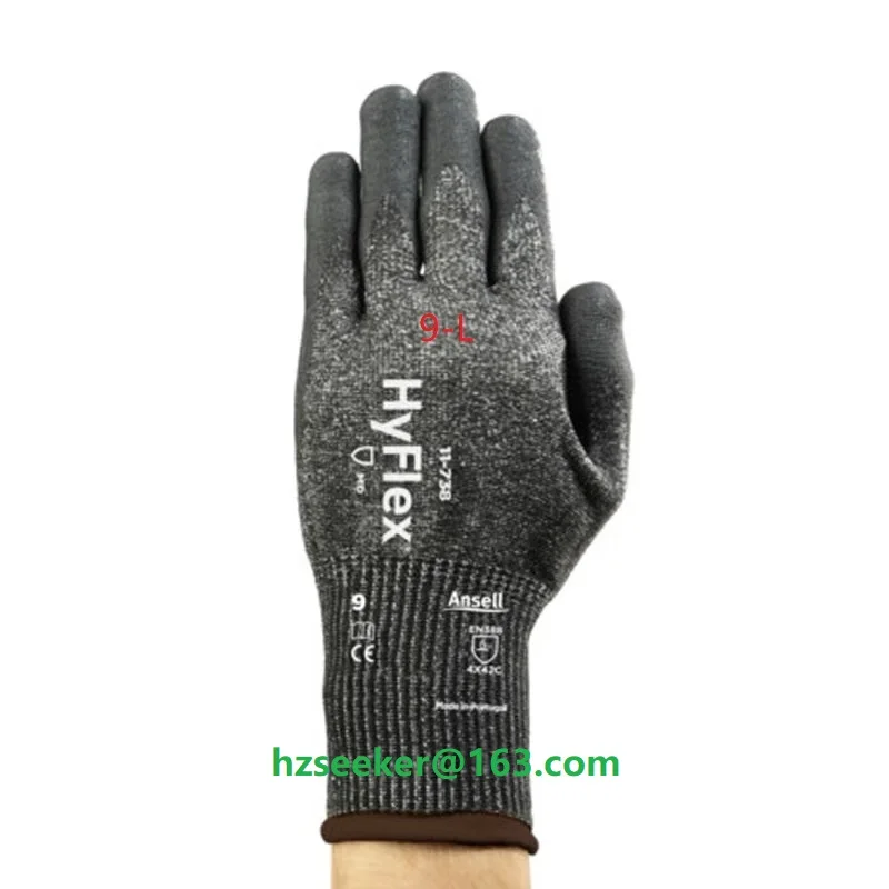 Ansell Hyflex 11-738(1 pair) Highly durable cut-resistant gloves, with strong blended fibers and reinforced thumb crotch