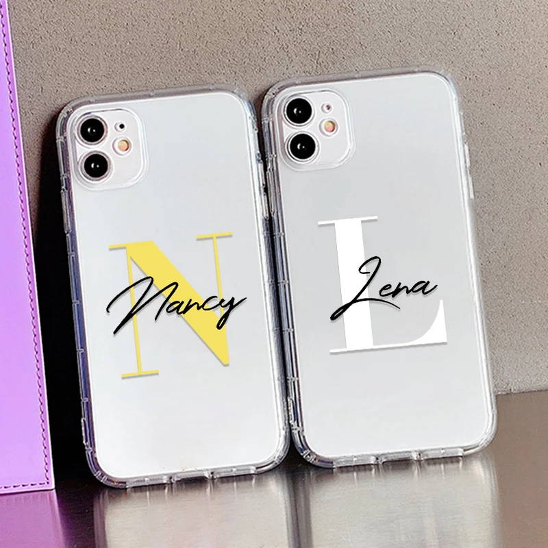 Custom Name Initial letter DIY Phone Case For iPhone 11 12 13 Pro Max 7 8 Plus XR X XS Max 6 13 12 Mini SE 2020 Funda iPhone 11