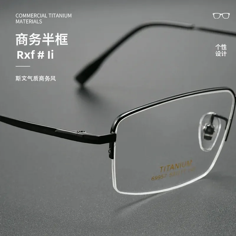 نظارات قراءة رجالية بنصف إطار للأعمال مضادة للضوء الأزرق ومضادة للتعب بإطار معدني لقصر النظر الشيخوخي #3