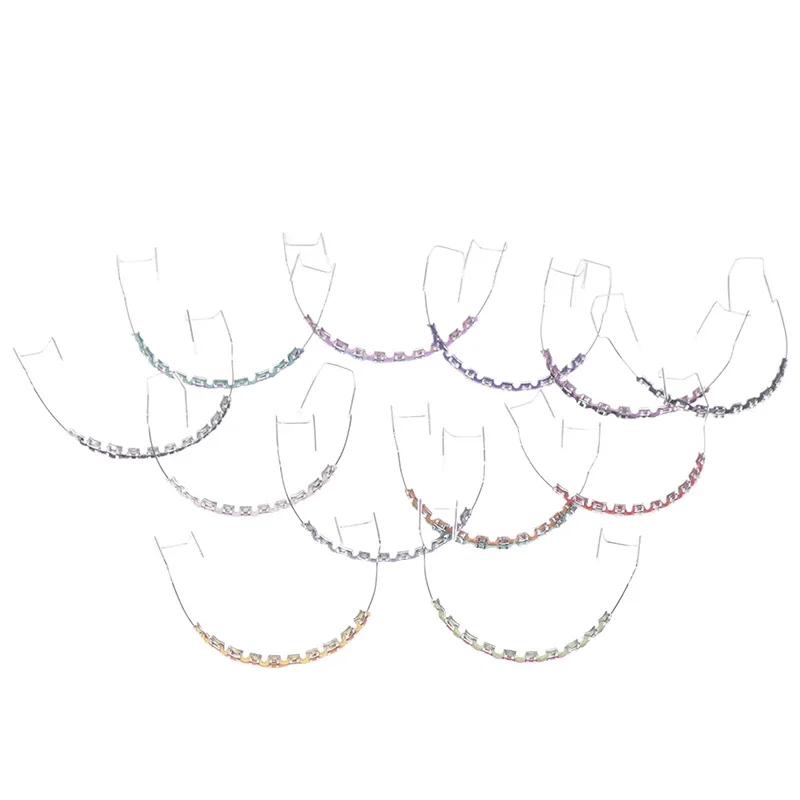 1 زوج ملون اثنين من لهجة الأسنان الأقواس وهمية الديكور الأسنان المؤقتة مع الأسلاك المعدنية قوس ربط أداة طب الأسنان #5