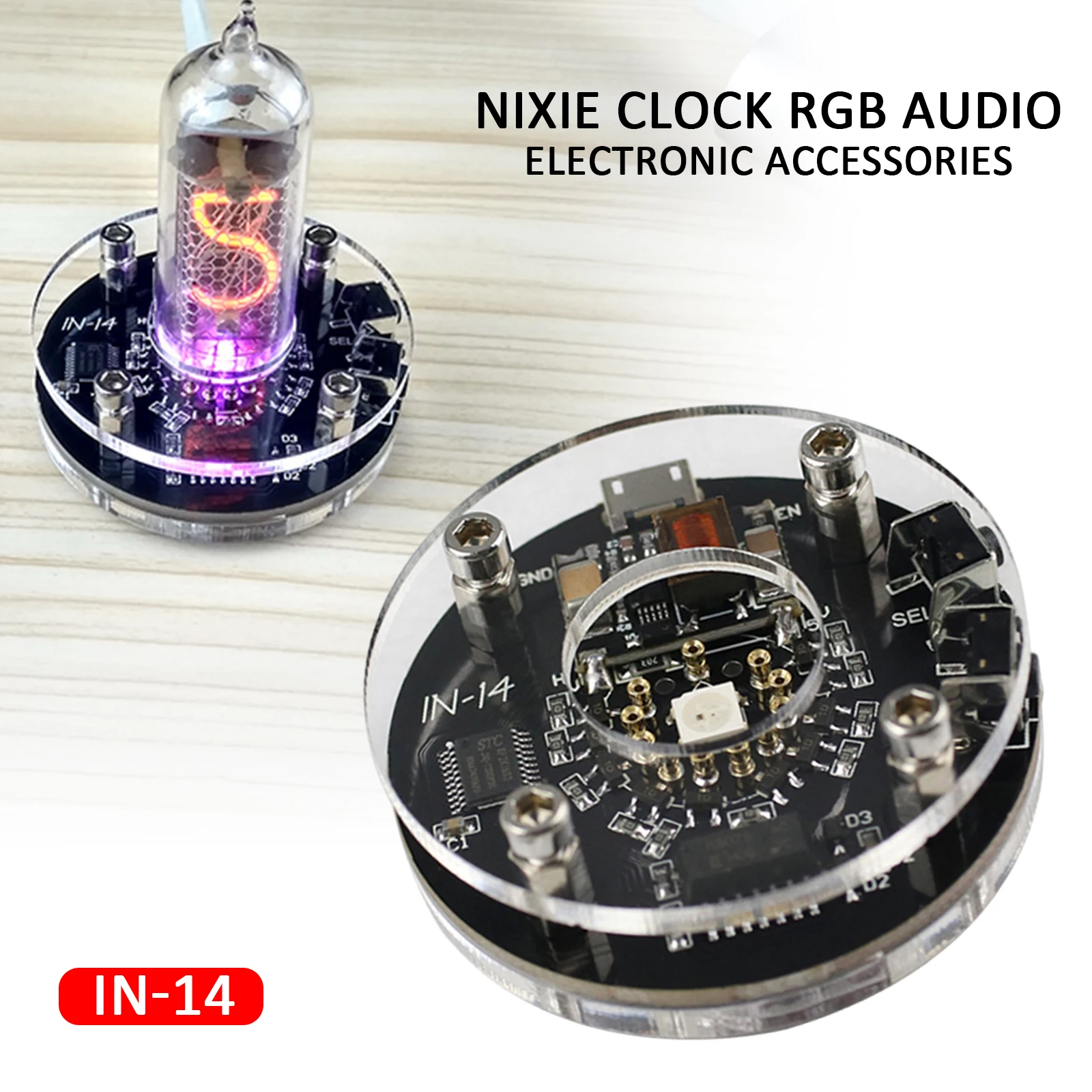 IN14 nixie clock Single Tube  Time digital clock nixie clock Built-in Boost module