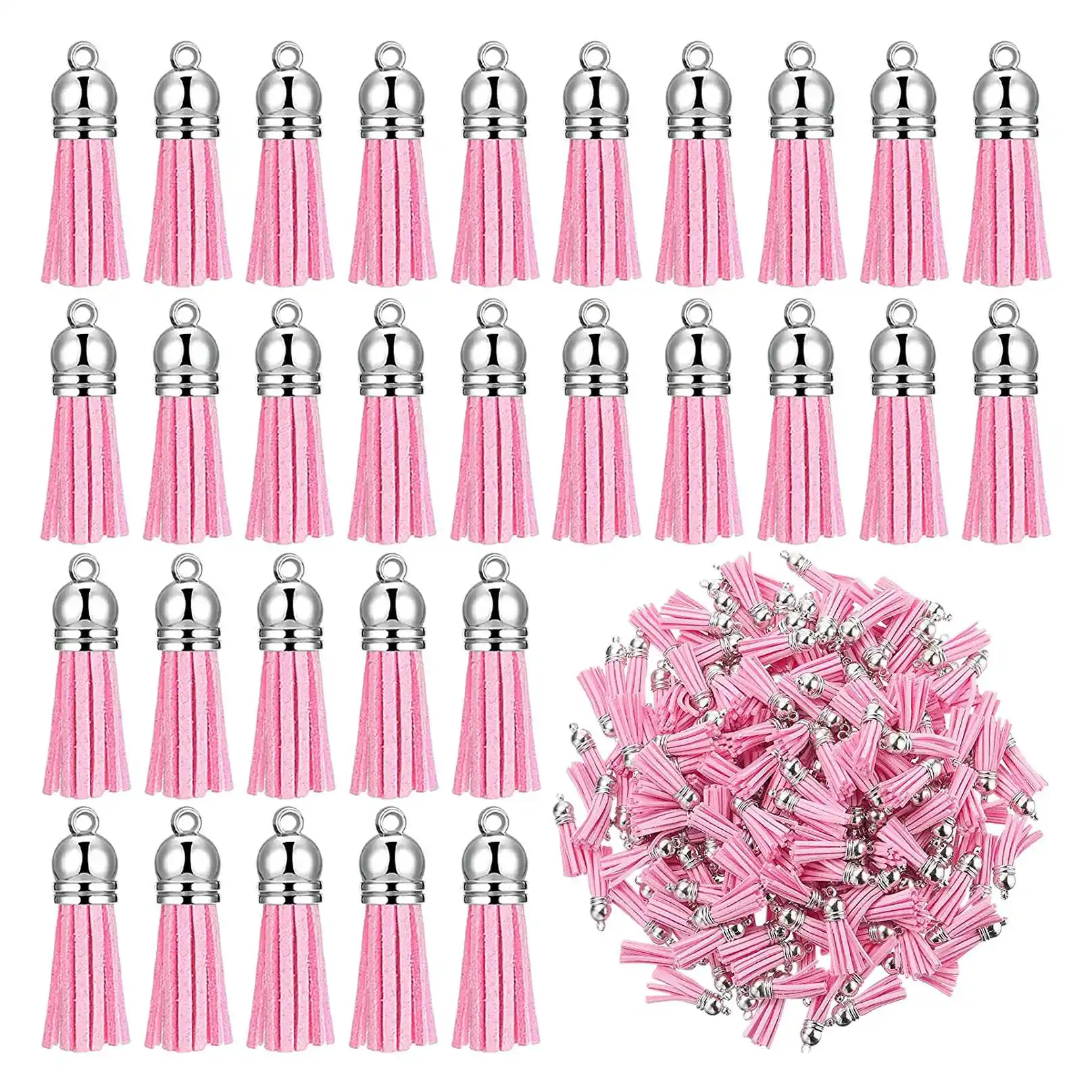 A23E-200 Pcs Keychain Tassels Pendants Keychain Decoration Tassels With Loop For DIY Crafts Making Supplies