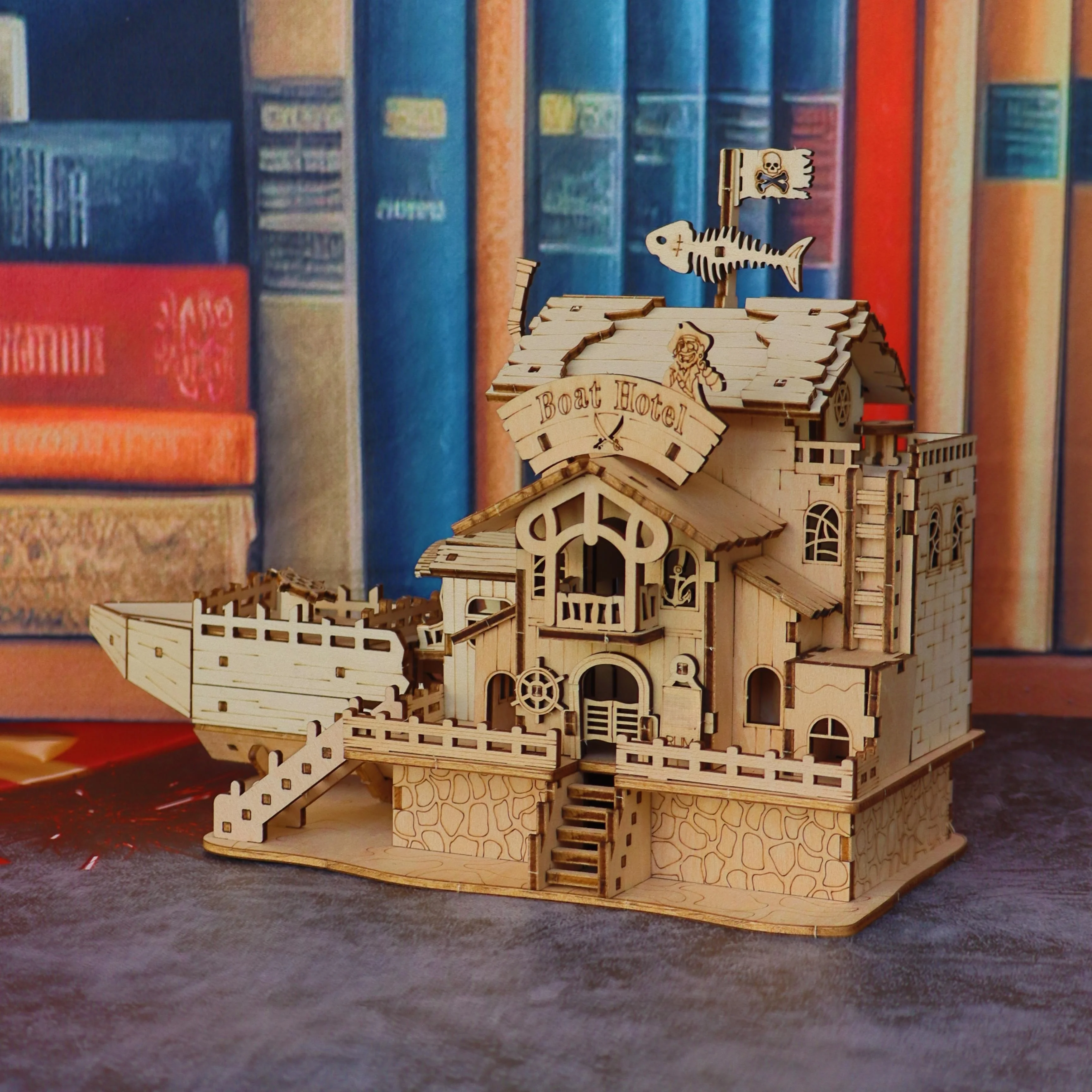 3D 나무 해적선 퍼즐 모델, 창의적인 선박 건설 세트, 나무 블록 장난감 조합, 할로윈 크리스마스 선물