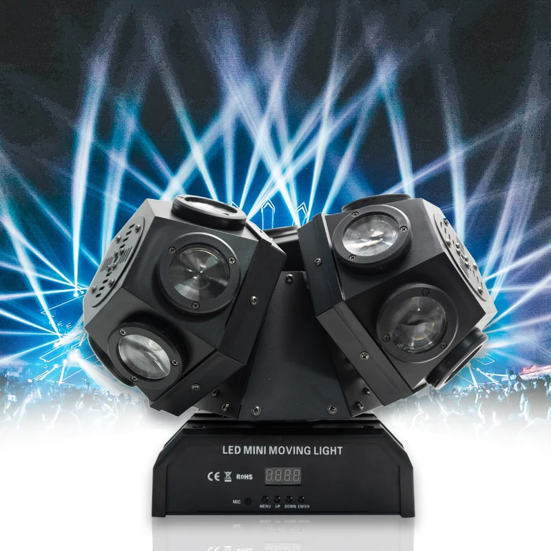 Three Head Rotating Moving Head Light 18*10W KTV Dance Hall Bar Stage Disco 3 Arm Rolling Stroboscopic Laser Lights