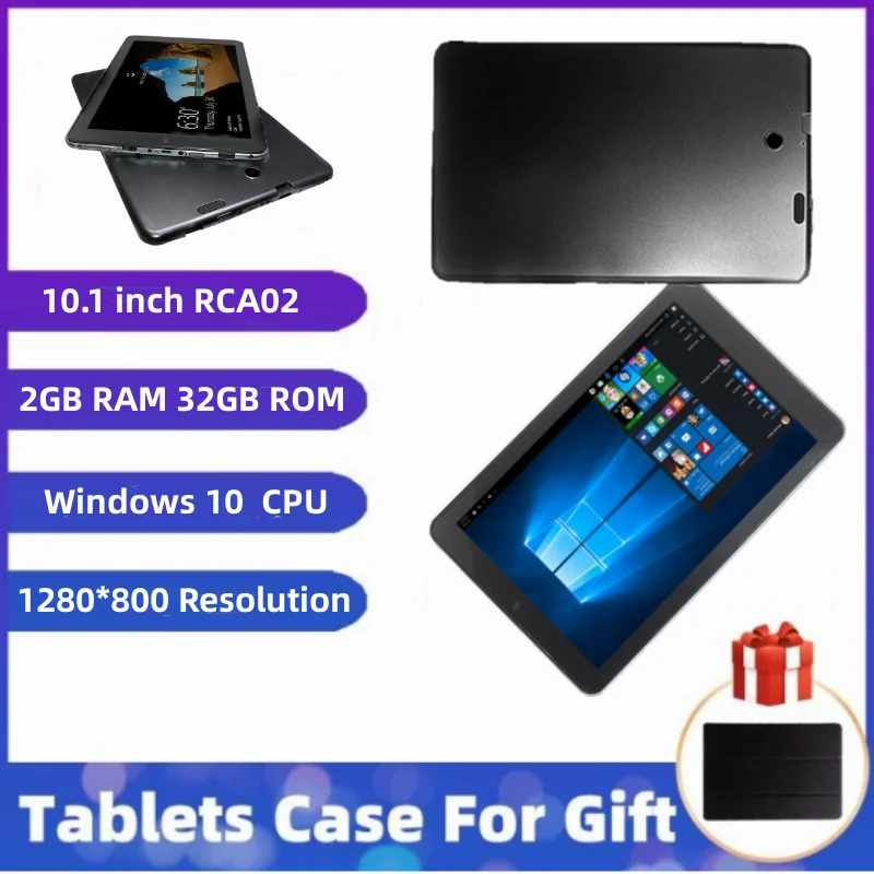 Windows 10 RCA02 태블릿 X5-Intel 가죽 케이스, Z8350 쿼드 코어, 2GB RAM, 32GB ROM, 1280x800 IPS USB 3.0, 10.1 인치 선물