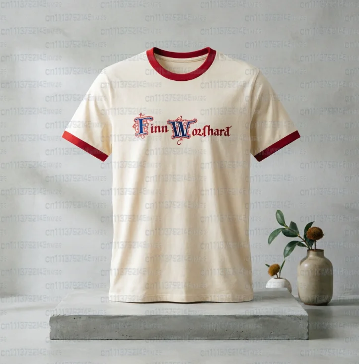 Finn Wolfhard Logo T-Shirt, minimalistisches T-Shirt, O-Ausschnitt, kurze Ärmel, lässige Oberteile, lässige, trendige Design-Kleidung, FamilyMatching – Detail 4