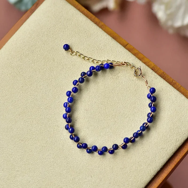 Natural High-quality Lapis Lazuli Blue Round Beads Winding Woven Bracelet For Women Girl Yoga Party Bohemia Charm Jewelry