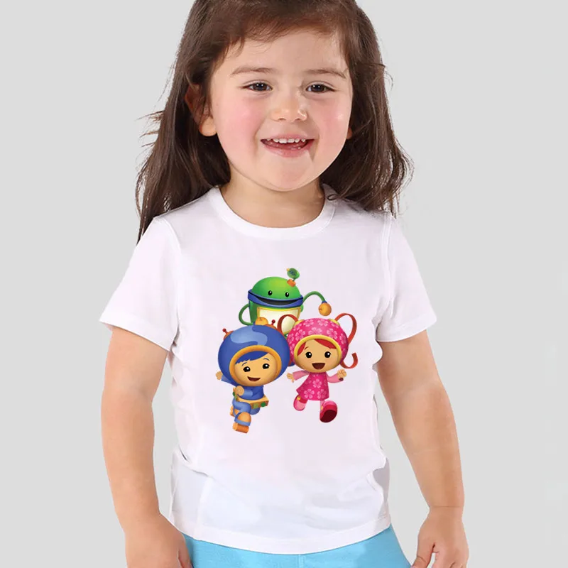 

Team Umizoomi Bot MILLI Geo Cartoon Print Boys T-shirts Summer Short Sleeve Kids T shirt Baby Girls Clothes White Children Tops