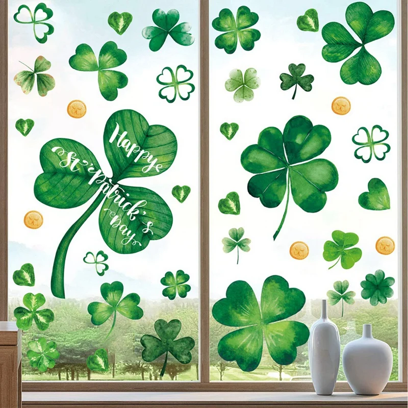 B St Patricks Day Decorations Stickers, St. Patrick's Day Window Clings Decor Easy Install Easy To Use