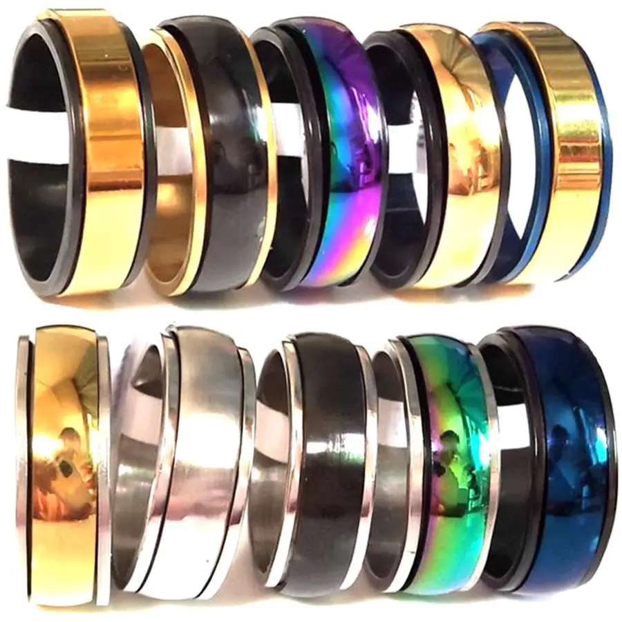 Anillo Giratorio Anti-estrés De Acero – 8 Mm, Silencioso, Con Patrón De Piel De Serpiente – Ideal Para Hombres Y Adultos Para Aliviar La Ansiedad