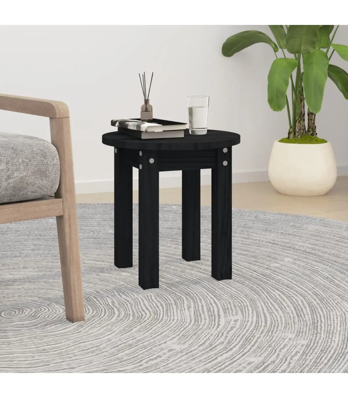 Coffee tables Black Pine solid wood coffee table Ø 35x35 cm