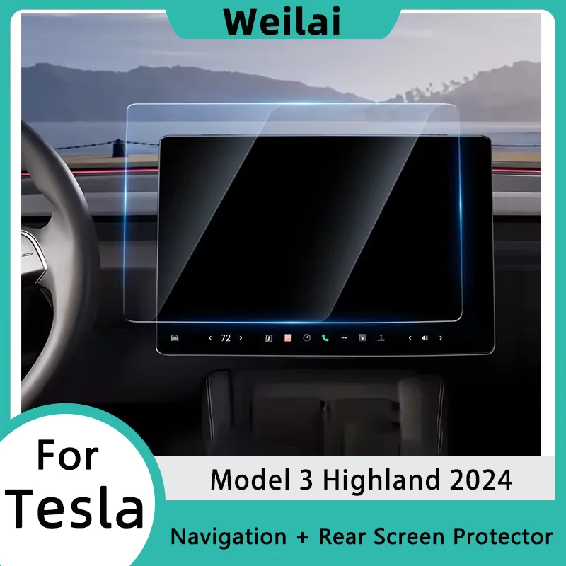 Tempered Glass Screen Protector for Tesla Model 3 Highland 2024 Rear Row Center Control Touch Screen Protect Film Car Accessory