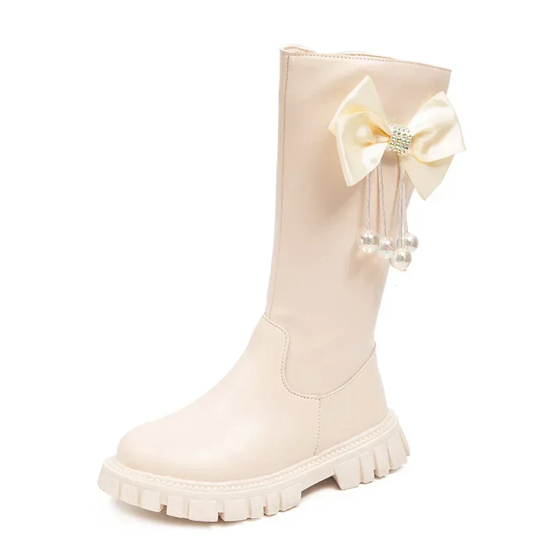 Girl Boots Long Sleeved Princess Boots Fashion Childrens Boots High Sleeved Boot Autumn Winter New Girl Soft Soled Leather Boot
