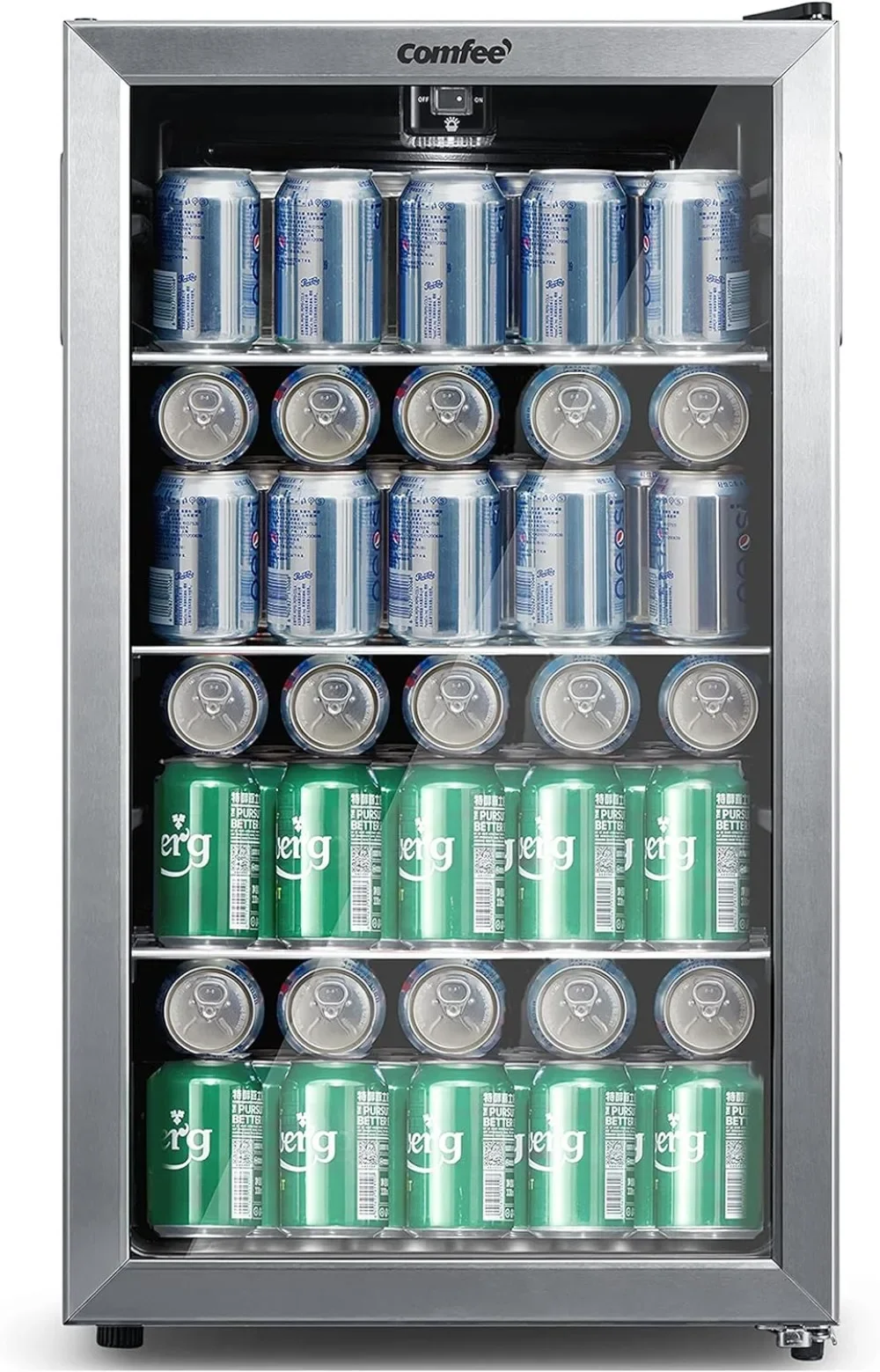 

CRV115TAST Cooler, 115 Cans Beverage Refrigerator, Adjustable Thermostat, Glass Door With Stainless Steel Frame