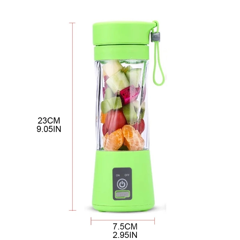 USB ความปลอดภัยไฟฟ้าถ้วยคั้นน้ำผลไม้เครื่องผสมน้ำผลไม้มินิแบบพกพาเครื่องปั่น 380ml Drop Shipping