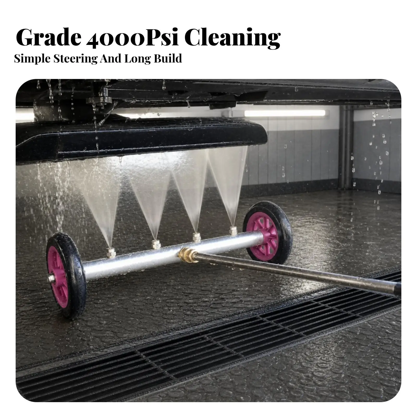 Low Profile Car Undercarriage Washer Tool Pressure Washer Attachment with Spray Bar for Auto Detailing Pickup Trucks