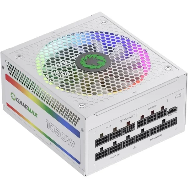 GAMEMAX 1050W ATX 3.0 & PCIE 5.0 Power Supply, 80+ Gold Certified, Addressable RGB with 5V Motherboard Sync